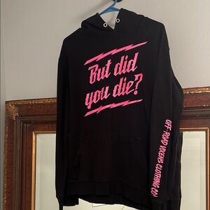 Black Hoodie with Pink Graphic